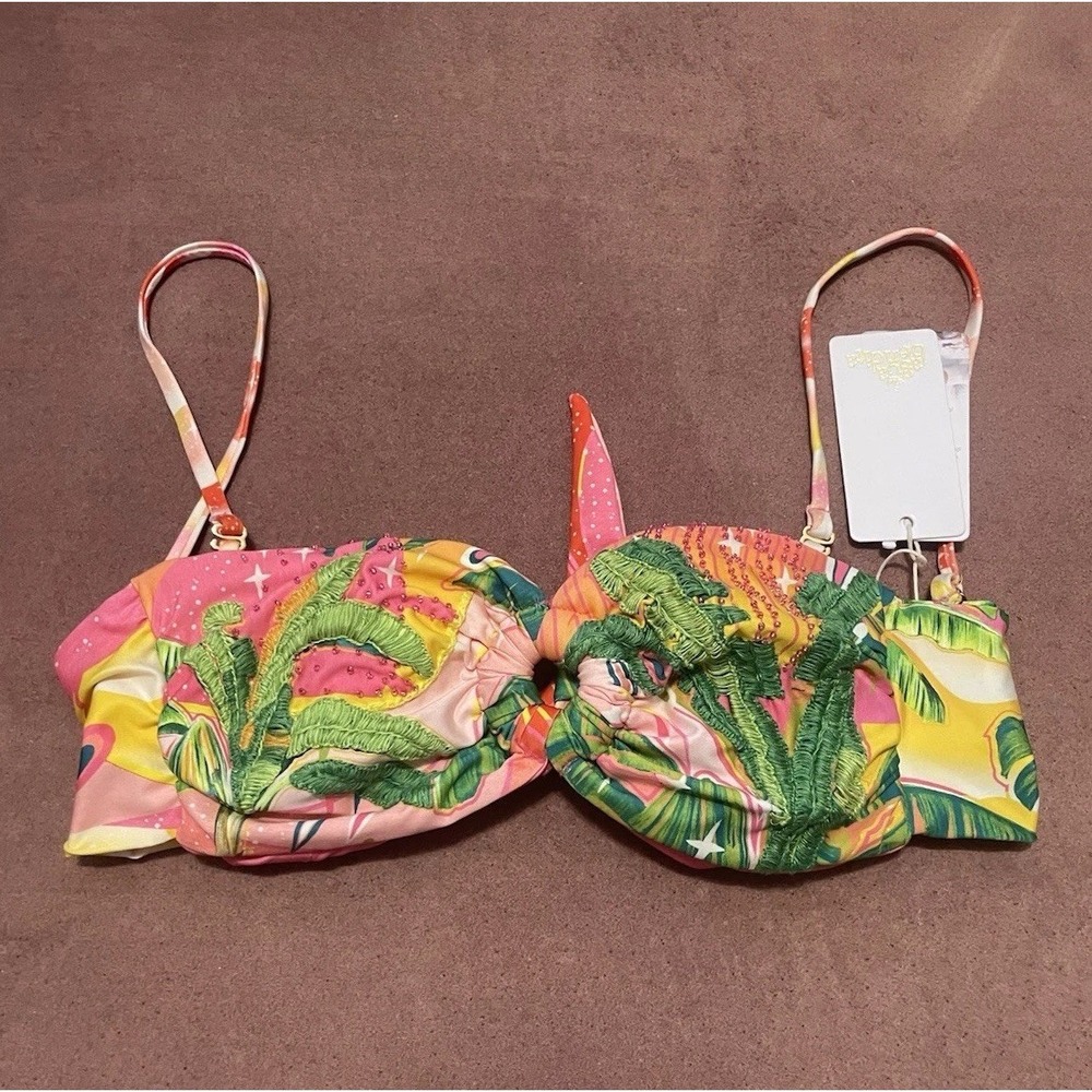 Agua Bendita x REVOLVE Talia Bikini Top in Palm Shimmer Size S Beach Beaded